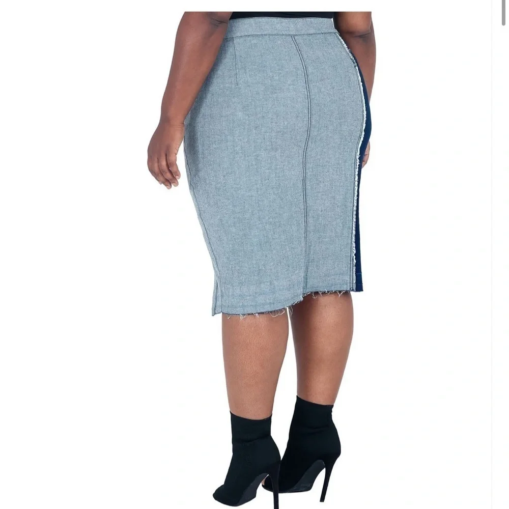 Poetic Justice Juliana High Waisted Midi Skirt Button Front Two Tone Multi Media